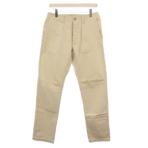 スラックスパンツ ストレート ボタンフライ ワンカラー S ベージュ /BB