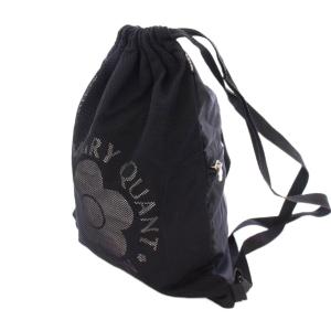 MARY QUANT ナップサック リュックサック デイパック メッシュ ロゴ 黒 ブラック /BB
