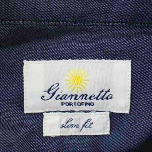 GIANNETTO SLIM FIT シャツ 長袖 38/15 ネイビー 紺 /G