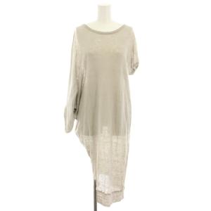 マルタンマルジェラ アシンメトリーニットワンピース ロング 半袖 長袖 変形 麻 リネン S グレージュ