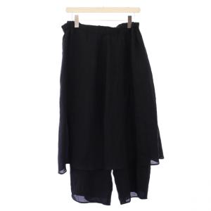 AD1990 ワイドパンツ イージー レイヤード ウエストゴム 無地 ワンカラー 黒 ブラック /BB