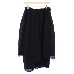 Tao AD1990 ワイドパンツ イージー レイヤード ウエストゴム 無地 ワンカラー 黒 ブラック /BB