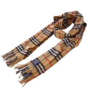 マフラー フリンジ ノバチェック ウール ロゴ 総柄 茶 ブラウン タグ付き /BB