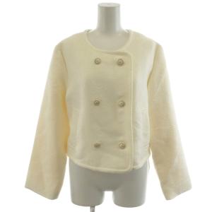 23AW ツイードジャケット ノーカラージャケット ダブル ロゴボタン F 白 ホワイト SWFJ235035