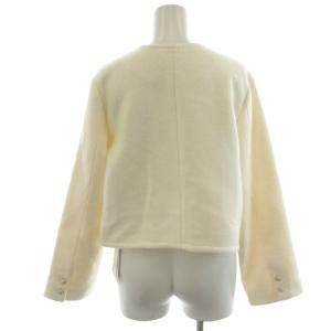 SNIDEL 23AW ツイードジャケット ノーカラージャケット ダブル ロゴボタン F 白 ホワイト SWFJ235035