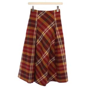 24AW ロービングチェックロングスカート ウール 0 赤 SWFS244085 /BM JS