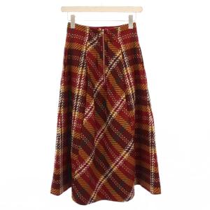 SNIDEL 24AW ロービングチェックロングスカート ウール 0 赤 SWFS244085 /BM JS