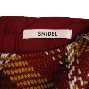 SNIDEL 24AW ロービングチェックロングスカート ウール 0 赤 SWFS244085 /BM JS