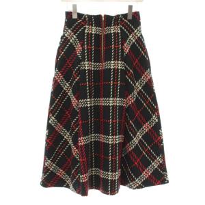 SNIDEL 23AW ロービングチェックミディスカート フレア ミモレ ロング タック ハイウエスト 0 黒 ブラック