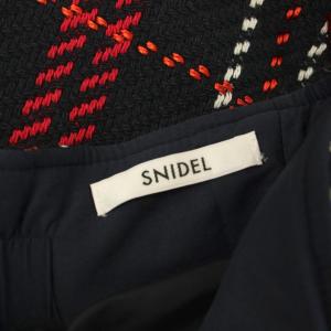 SNIDEL 23AW ロービングチェックミディスカート フレア ミモレ ロング タック ハイウエスト 0 黒 ブラック
