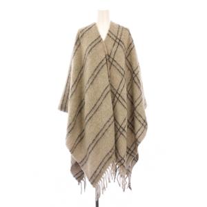 ストール フリンジ チェック柄 バイカラー グレージュ 黒 ブラック /BB