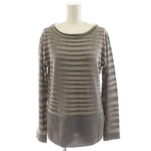 ニット カットソー 長袖 総柄 ボーダー柄 40 グレー 153566 /AN49