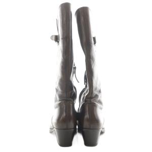 Ermanno Scervino ロングブーツ ポインテッドトゥ バックルデザイン ヒール レザー 36.5 ダークブラウン /AN21