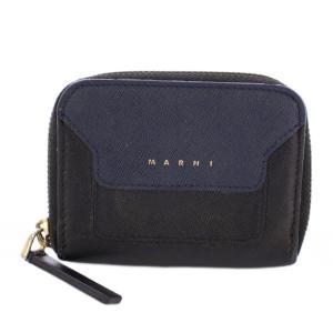 コインケース 小銭入れ コンパクトウォレット ラウンドファスナー スクエア レザー ロゴ バイカラー 黒