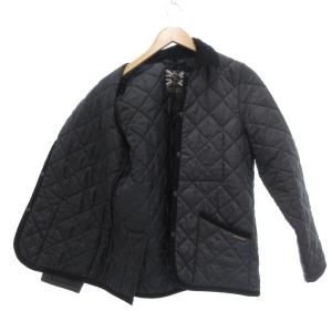 LAVENHAM キルティングジャケット 中綿 衿コーデュロイ 38 黒 ブラック /UO