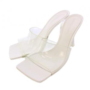 サンダル ラバー レザー 切替 37 クリア ホワイト