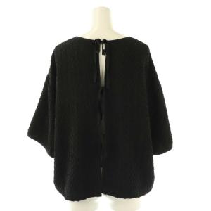 24SS バックリボンワッシャーカットブラウス 半袖 F 黒 ブラック /AT OS
