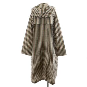 Aquascutum ステンカラーコート ロング丈 フード チェック柄 L ベージュ 茶 ブラウン /AN25