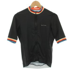 サイクリングジャージ シャツ ジップアップ 半袖 メッシュ切替 M 黒 ブラック PF-4B-83067
