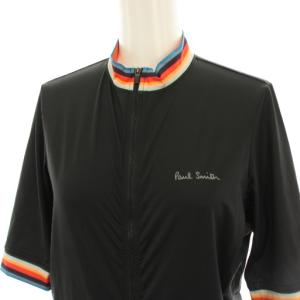 PAUL SMITH サイクリングジャージ シャツ ジップアップ 半袖 メッシュ切替 M 黒 ブラック PF-4B-83067