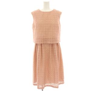 ワンピース ひざ丈 総レース ノースリーブ 2 ピンク 29108091 /HN