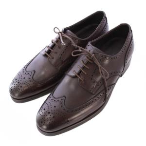 ドレスシューズ レースアップ ウィングチップ ラウンドトゥ ローヒール レザー 牛革 ワンカラー 26.5cm