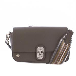 アールデコ調ビジューショルダーバッグ レザー グレー