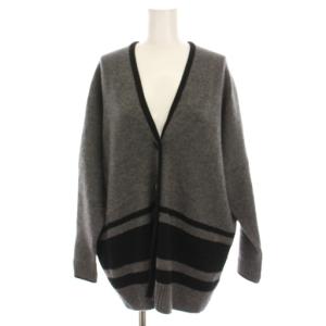 カーディガン ニット オーバーサイズ Vネック 長袖 9 グレー 黒 JR-0707467 /YM