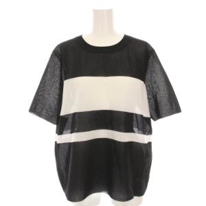 25SS シアースムースボーダー ニット カットソー 半袖 L 15T 黒 ブラック 白 ホワイト KRCMGM0701