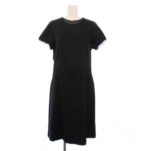 タグ付き ワンピース ひざ丈 半袖 フェイクレイヤード 42 黒 /KH