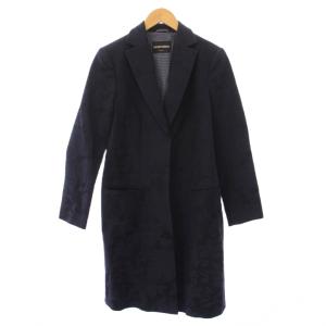 チェスターコート アウター ミドル丈 ジャガード 裏地総柄 42 紺 ネイビー /BB