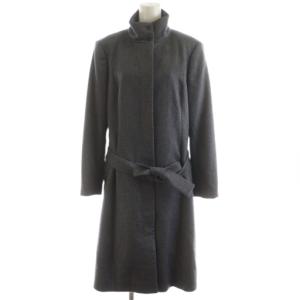コート ロング スタンドカラー リボンベルト カシミヤ アウター 42 グレー 灰色 /AN22
