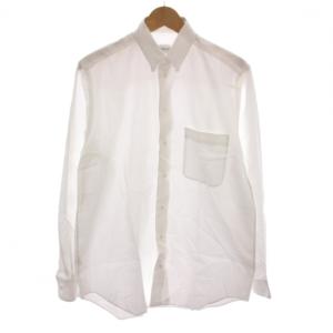 Yシャツ ワイシャツ ストライプ 長袖 39 白 ホワイト /YM