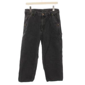 デニムパンツ USED加工 ジーンズ S 黒 ブラック グレー /YM