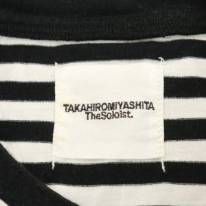 TAKAHIROMIYASHITATheSoloIst. Tシャツ カットソー 半袖 ボーダー柄 コットン 48 黒 ブラック 白 ホワイト 0009b /AN54