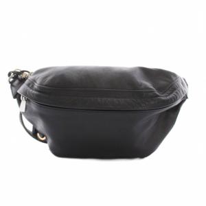 ボディバッグ ウエストポーチ レザー 黒 ブラック /YM