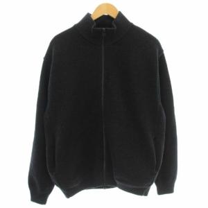 Moss Stitch Drivers ニット ジップアップ ブルゾン ワッフル セーター 1 黒 ブラック