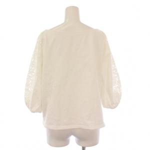 GRACE CONTINENTAL カットソー 七分袖 クルーネック レース 切替 ワンカラー 36 白 ホワイト /BB