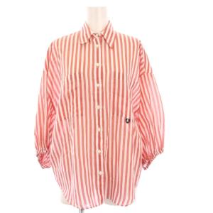 シャツ ストライプ シルク混 XS レッド ホワイト