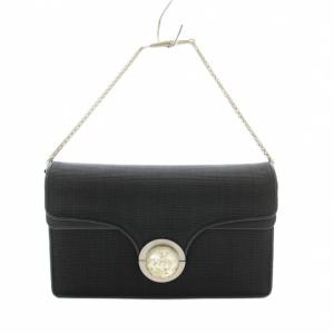 ワンショルダーバッグ ハンドバッグ チェーン フラップ ホースヘアー レザー 鏡 マルチポーチ付き 黒