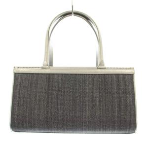 クリスティーヌ ホースヘアー シャイニーレザー ハンドバッグ 鏡付き グレー シルバーカラー /KU