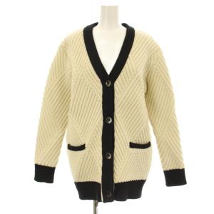 ボリュームカーディガン ニット 長袖 Vネック F 白 ホワイト 黒 ブラック 0309-010-224