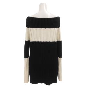 VERMEIL par iena 美品 ニット セーター 長袖 リブ ボーダー ローゲージ 白 ホワイト 黒 ブラック /AE