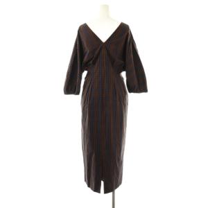 VERMEIL par iena ワンピース ミモレ ロング チェック 38 茶 ブラウン /AT OS