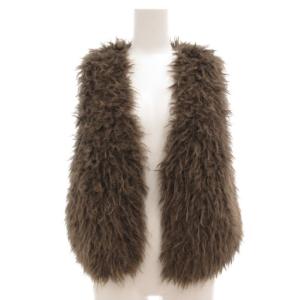 NAVY 24AW フェイクファーベスト クロップド丈 F 茶 ブラウン GGZ1042107A0004