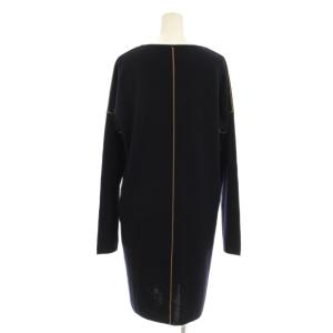 Max Mara ニットワンピース ひざ丈 長袖 クルーネック ピュアウール 紺 ネイビー /KU