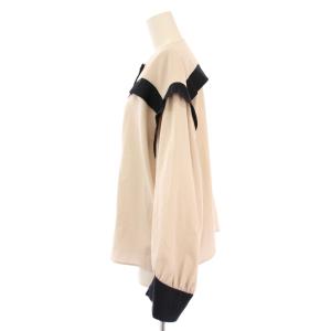 ADORE バイカラージョーゼットブラウス シャツ 長袖 クルーネック ストレッチ 38 ベージュ 黒 ブラック 531-3110008