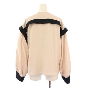 ADORE バイカラージョーゼットブラウス シャツ 長袖 クルーネック ストレッチ 38 ベージュ 黒 ブラック 531-3110008