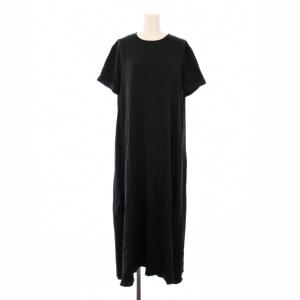 ワンピース ロング 半袖 クルーネック シルク 38 黒 03-9305570-050-038 /BM