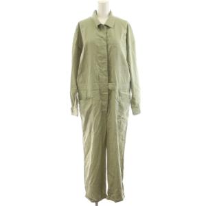リヨセルリネンジャンプスーツ オールインワン 長袖 麻 リネン混 38 ライトグリーン 20-040-900-0350-1-0
